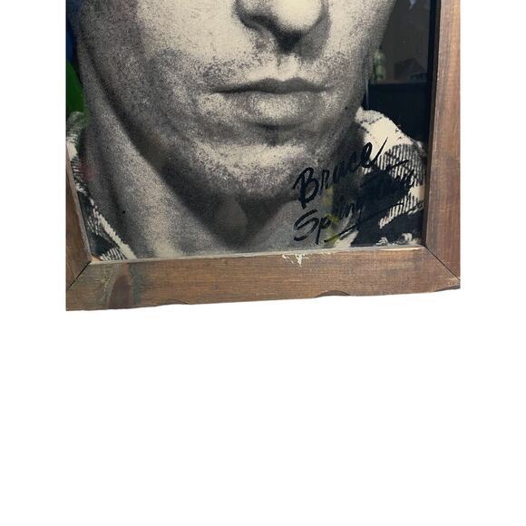 Vintage Bruce Springsteen Picture Fake Signature Framed Wood The River - Picture 3 of 5
